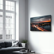 Texas -Bridge Skyline | Glass Wall Art - Artdesigna