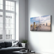 Dubai Sykline Under Fog- UAE | Glass Wall Art - Artdesigna