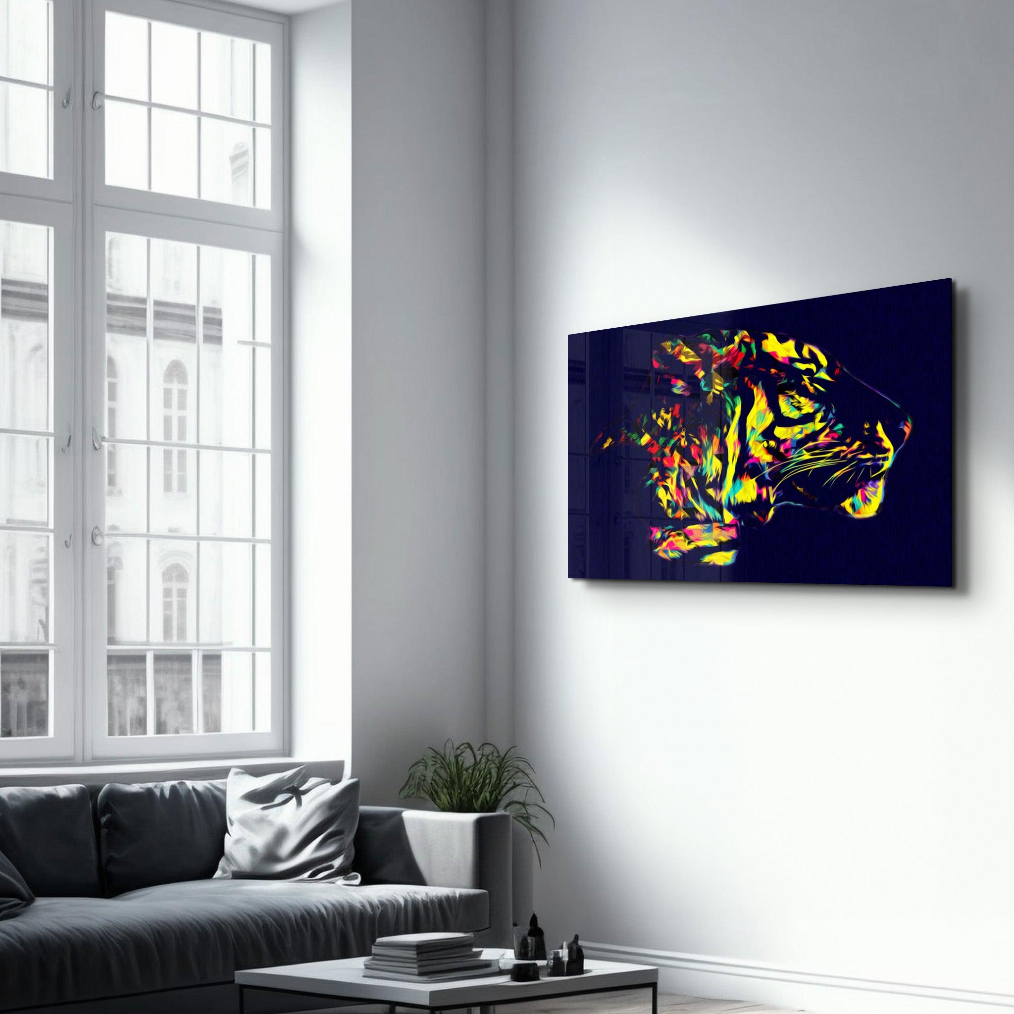 Colormix Tiger | Glass Wall Art - Artdesigna