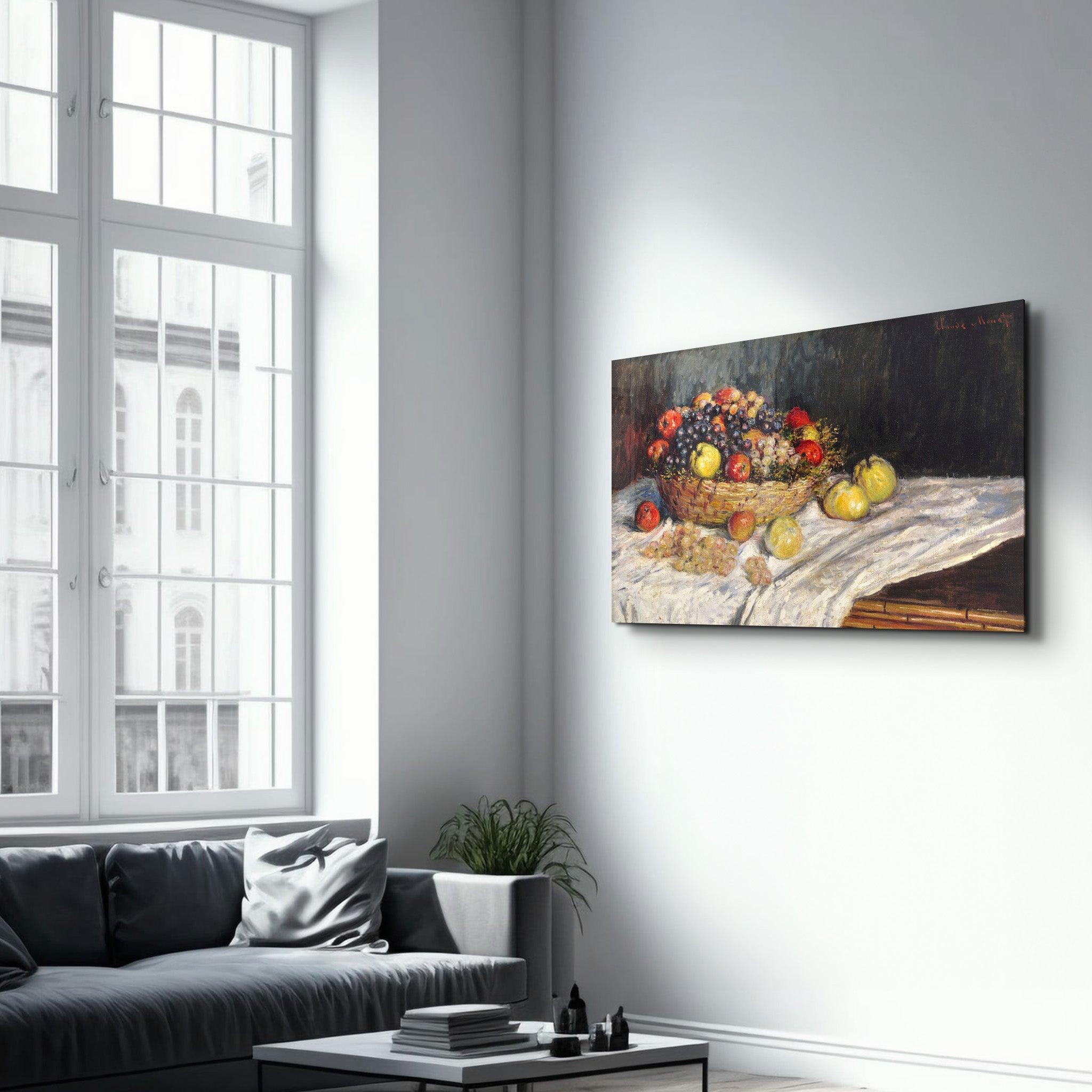 Apples and Grapes (1879–1880) by Claude Monet | Glass Wall Art - Artdesigna