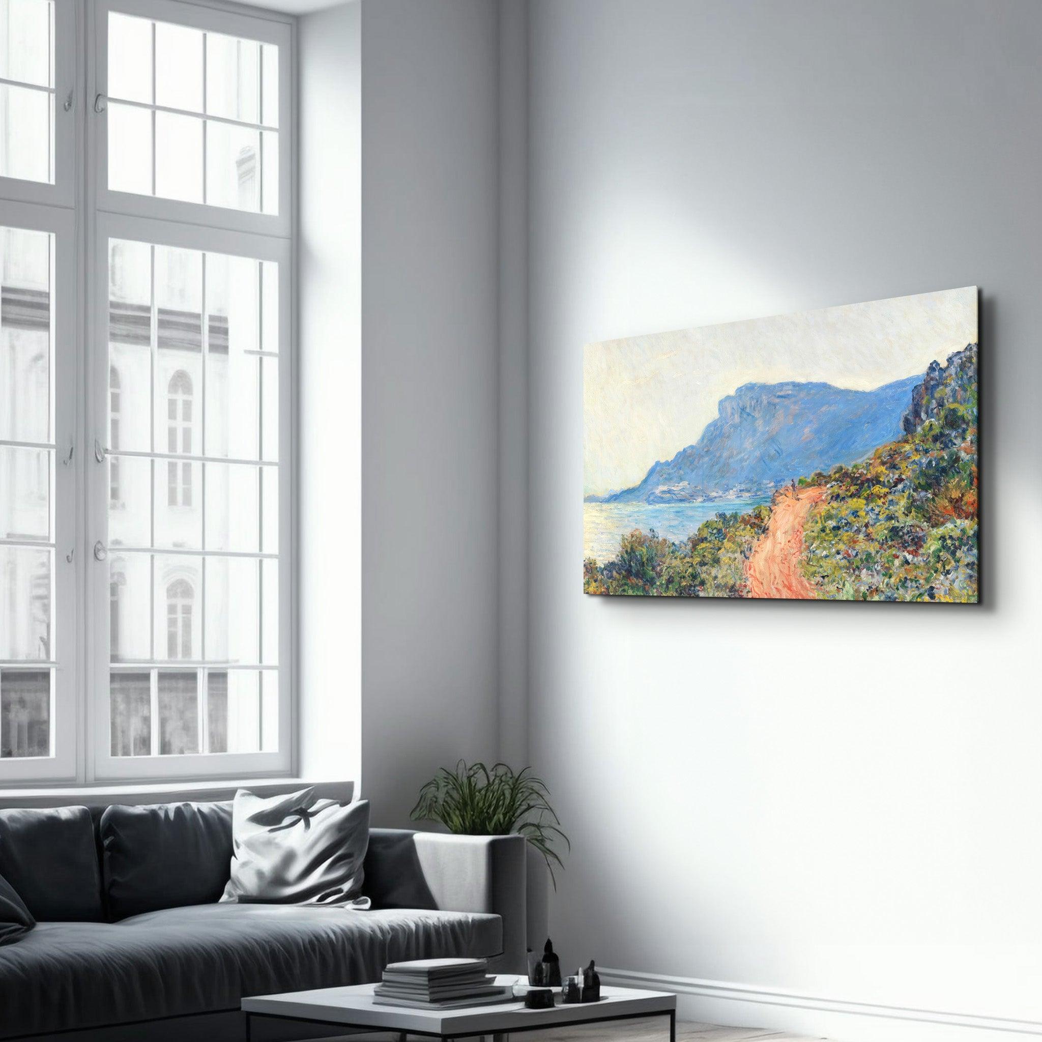 Claude Monet The Corniche Landscape Painting (1884) | Glass Wall Art - Artdesigna