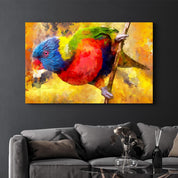 Abstract Colorful Parrot | Glass Wall Art - Artdesigna