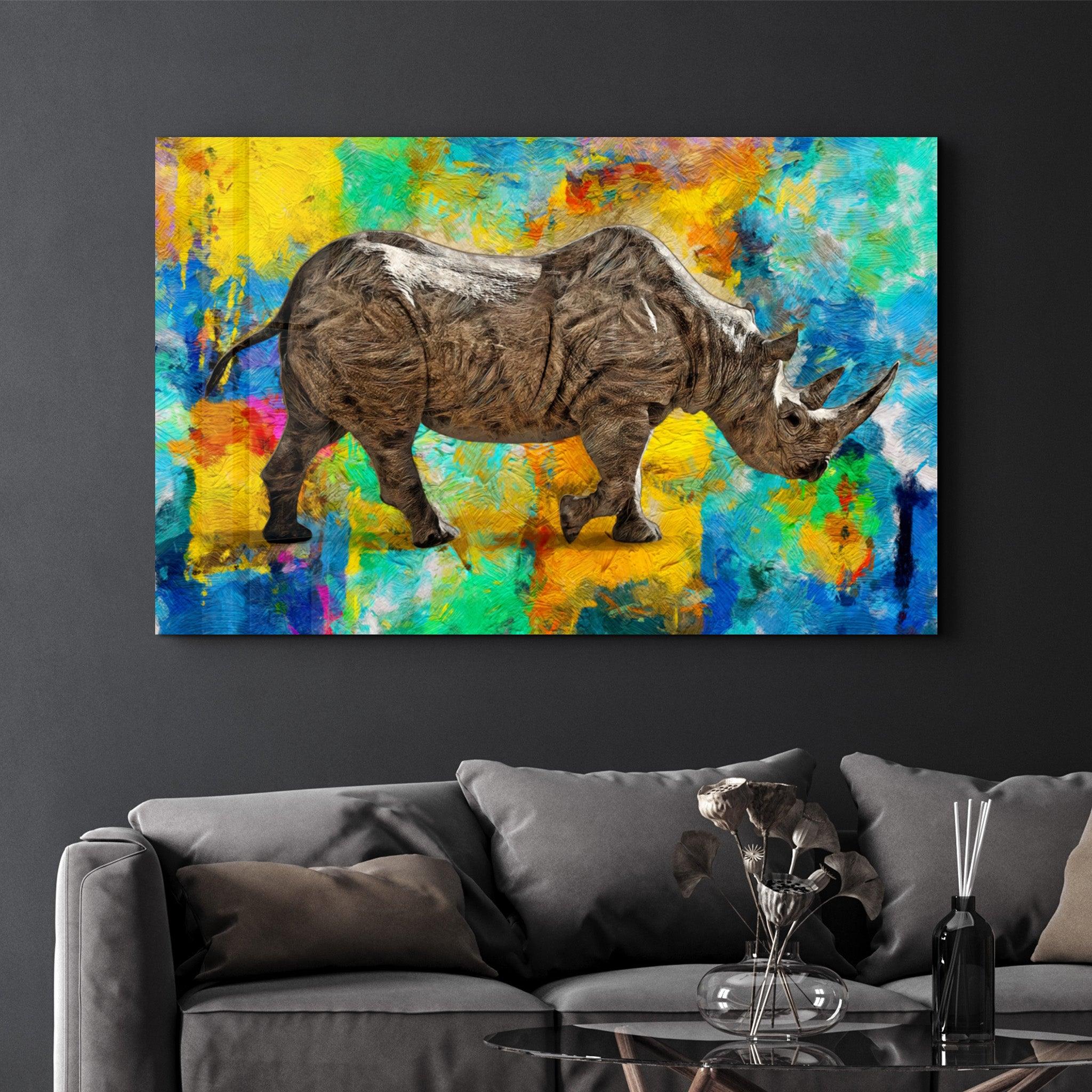 Abstract Rhino V2 | Glass Wall Art - Artdesigna