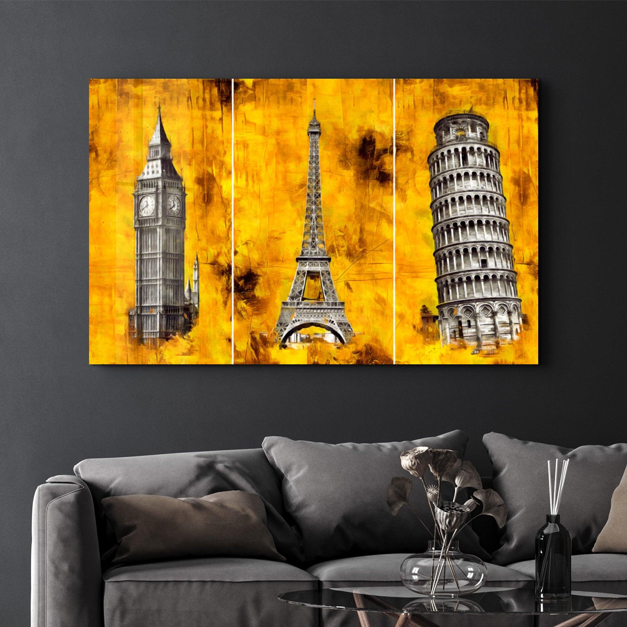 London-Paris-Rome | Glass Wall Art - Artdesigna