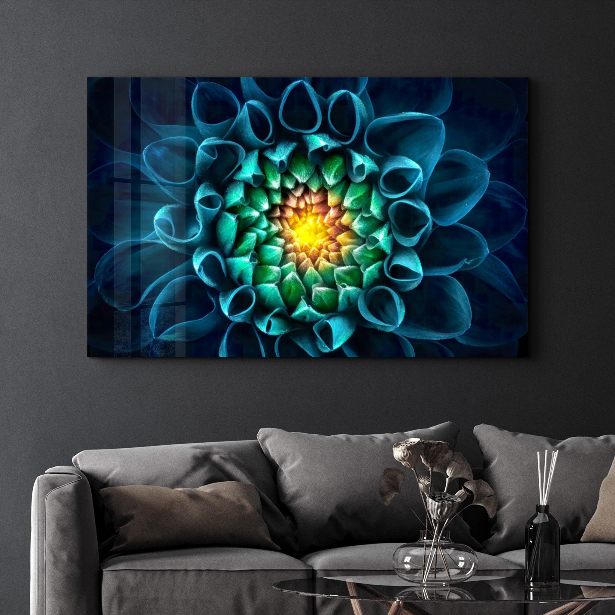 Sun Inside the Flower | Glass Wall Art - Artdesigna