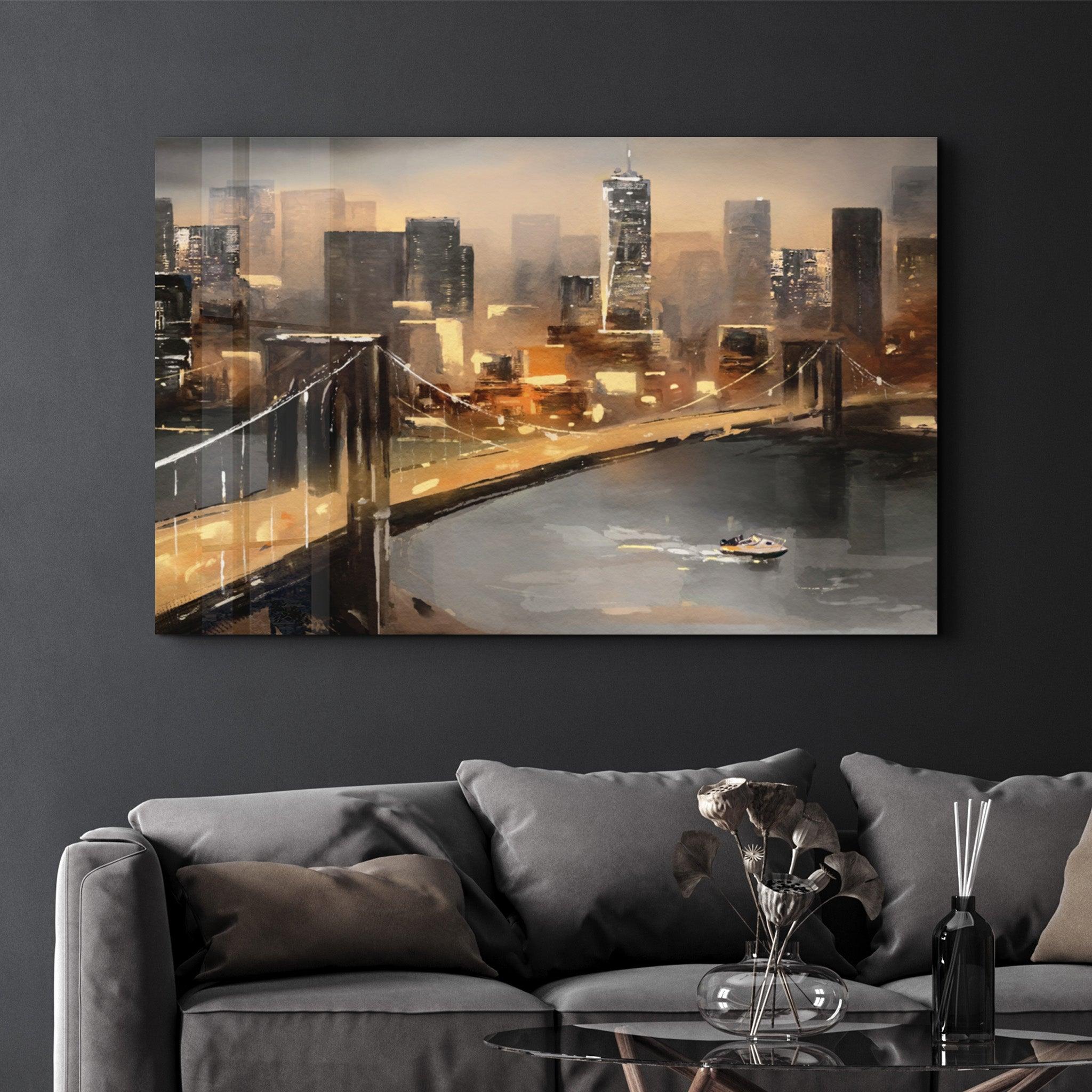 Oil Painting Bridge | Glass Wall Art - Artdesigna