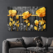 Yellow Flowers | Glass Wall Art - Artdesigna