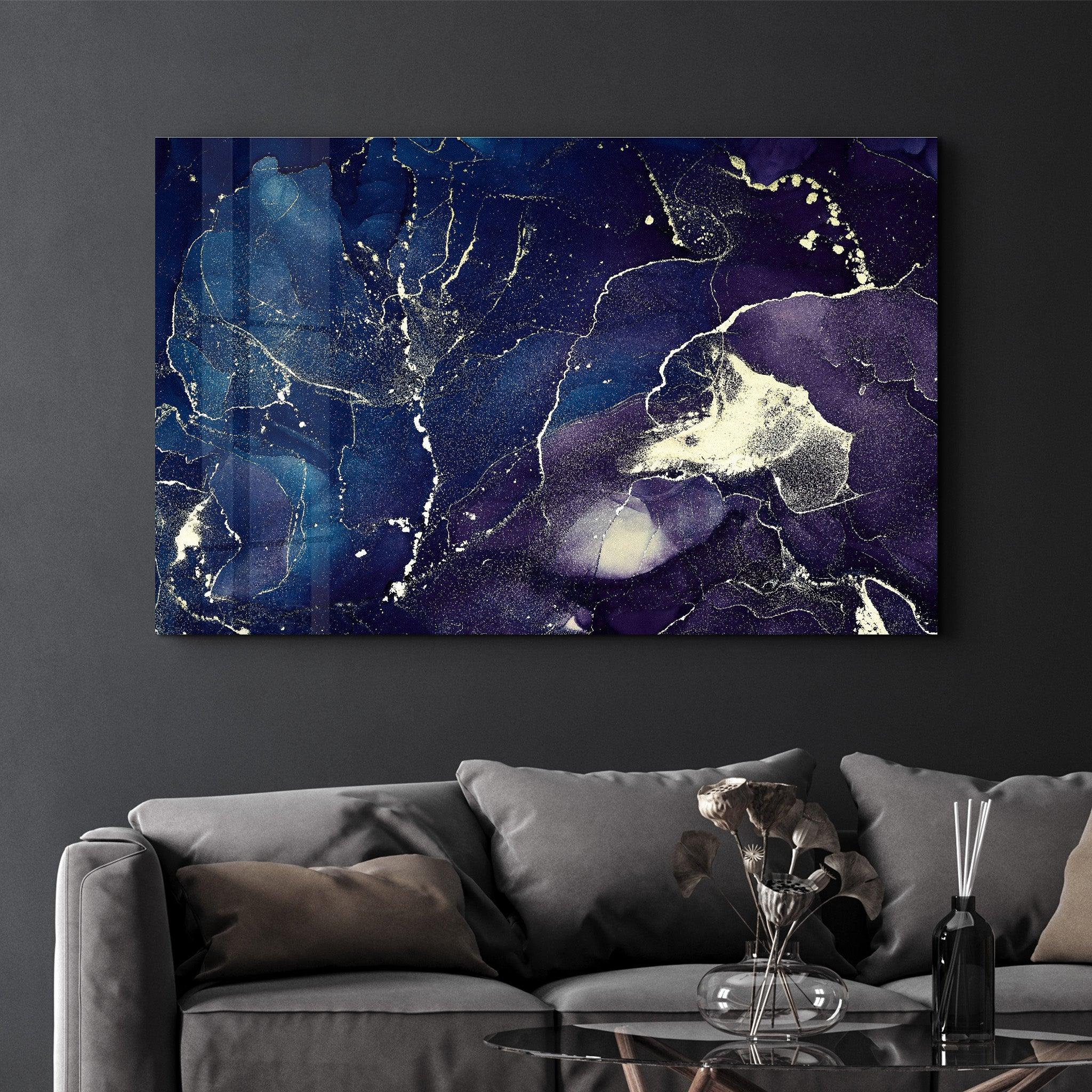 Dark Blue Wave Pattern V2 | Glass Wall Art - Artdesigna