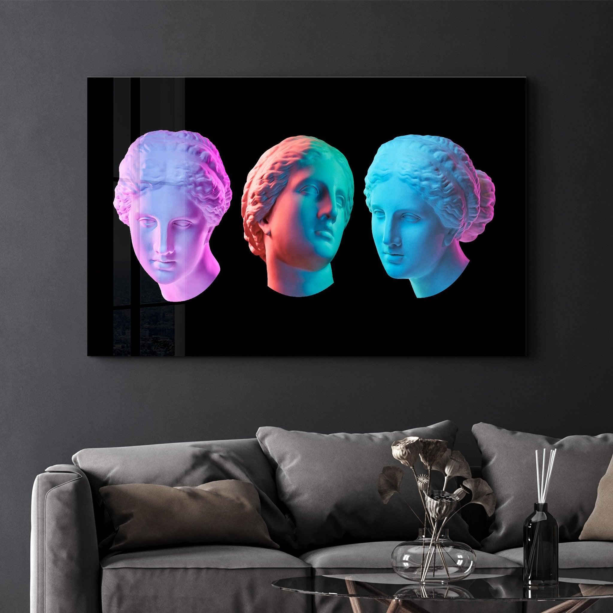 Abstract Colorful Venus Statue | Glass Wall Art - Artdesigna