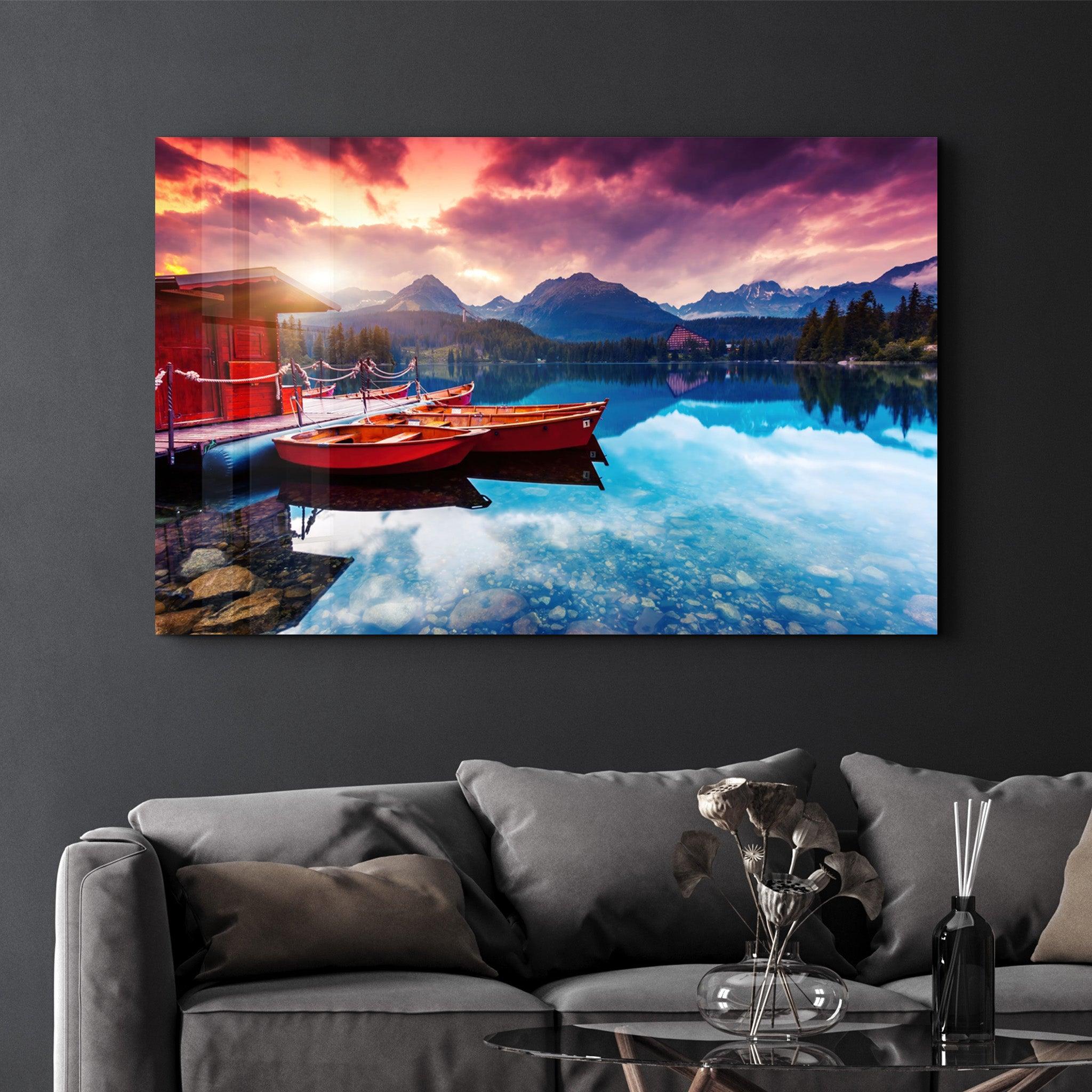 Calm Lake | Glass Wall Art - Artdesigna