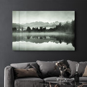 Foggy Lake | Glass Wall Art - Artdesigna