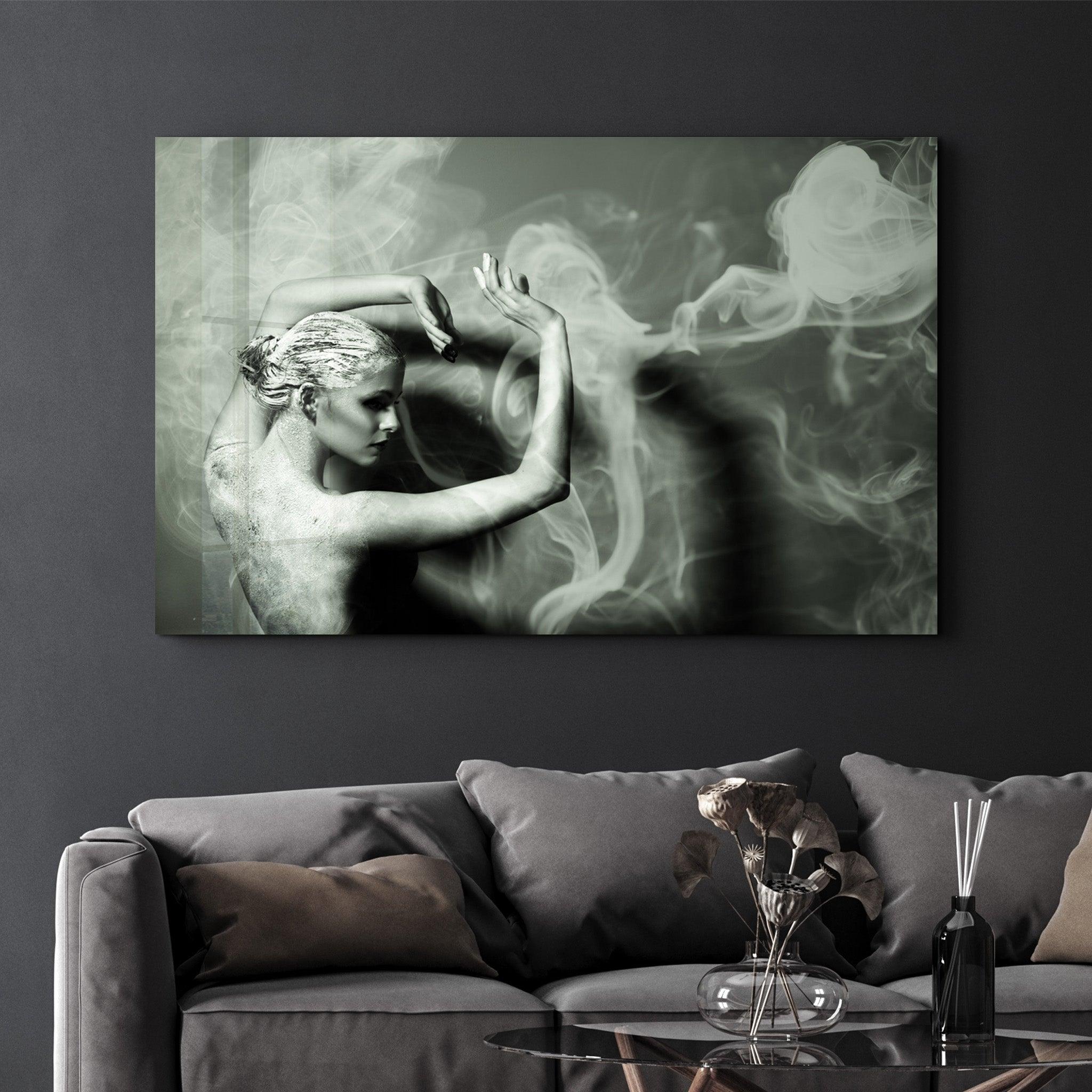 Dancing With Smoke | Glass Wall Art - Artdesigna