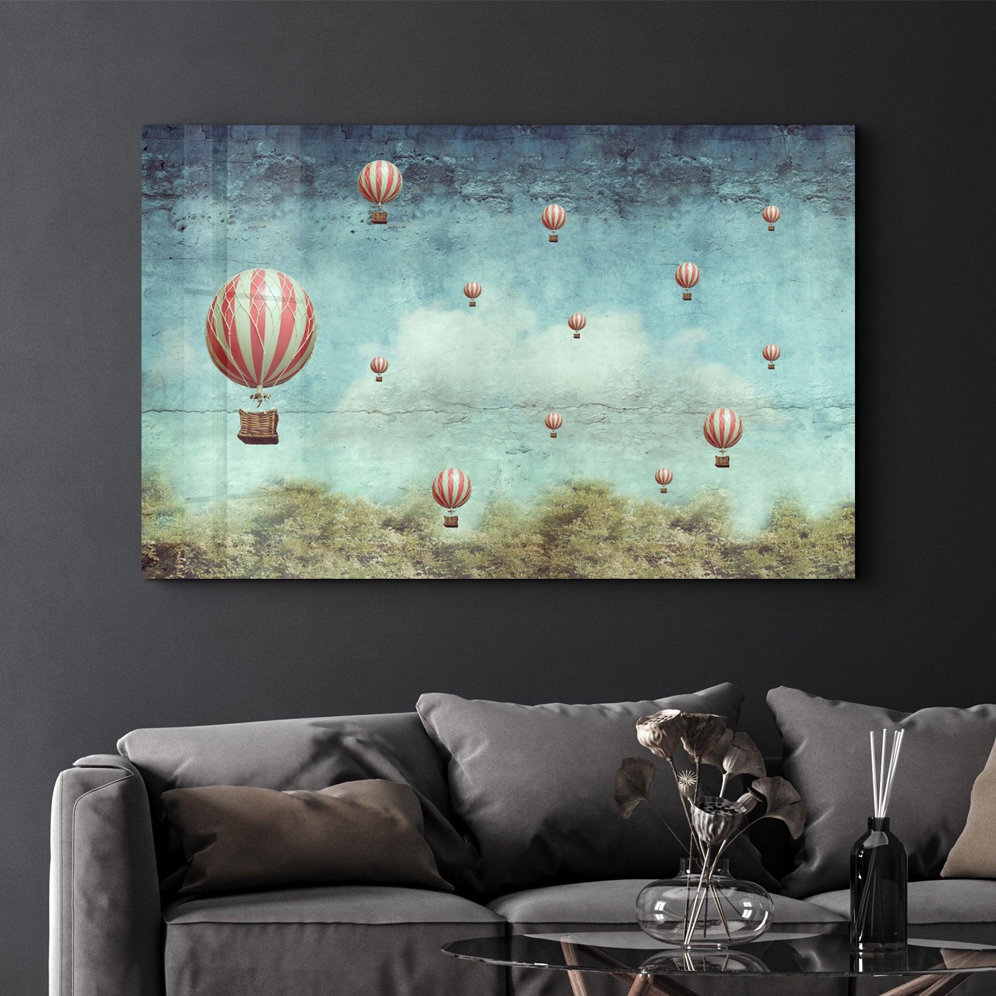 Abstract Air Balloons | Glass Wall Art - Artdesigna