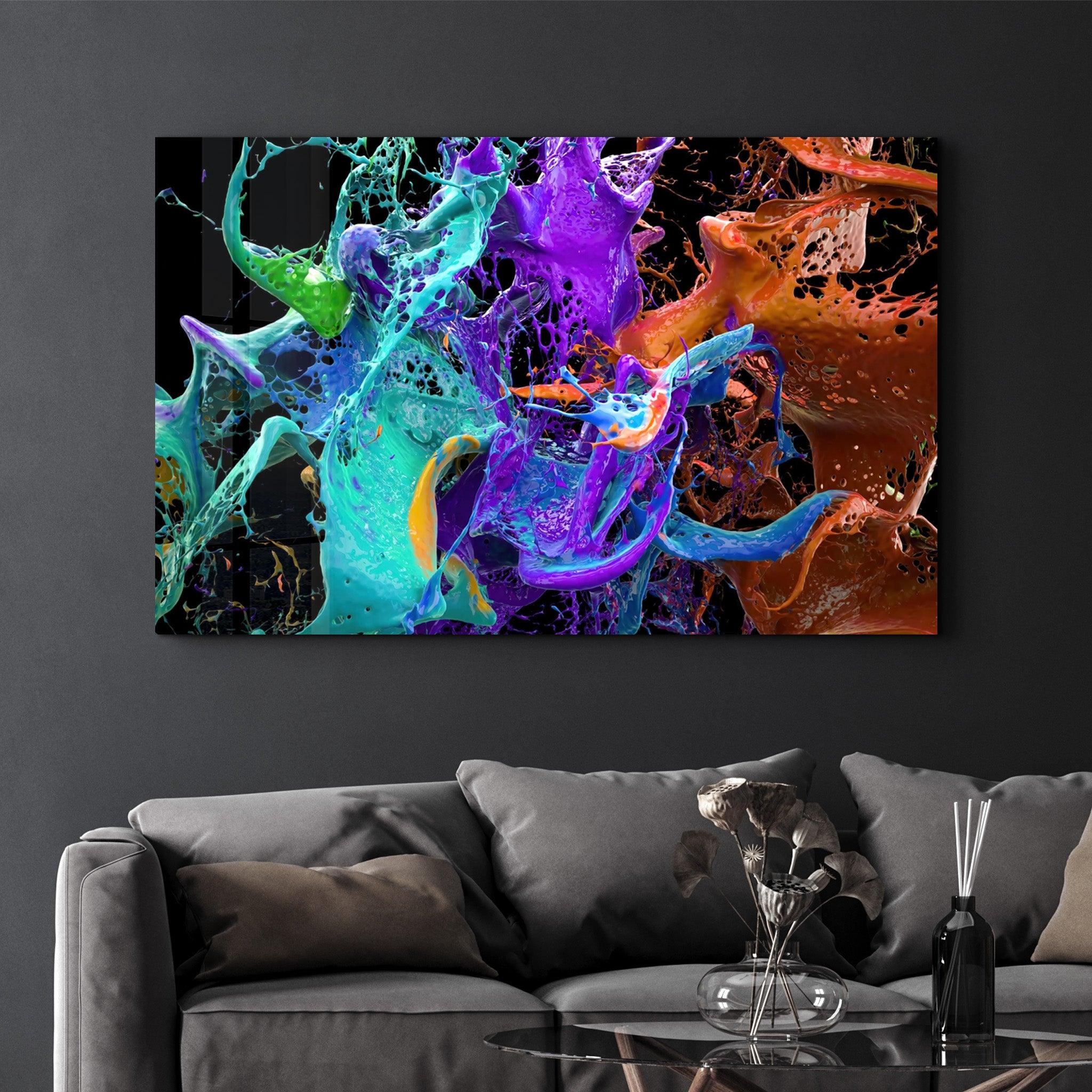 Dance Of Paints | Glass Wall Art - Artdesigna