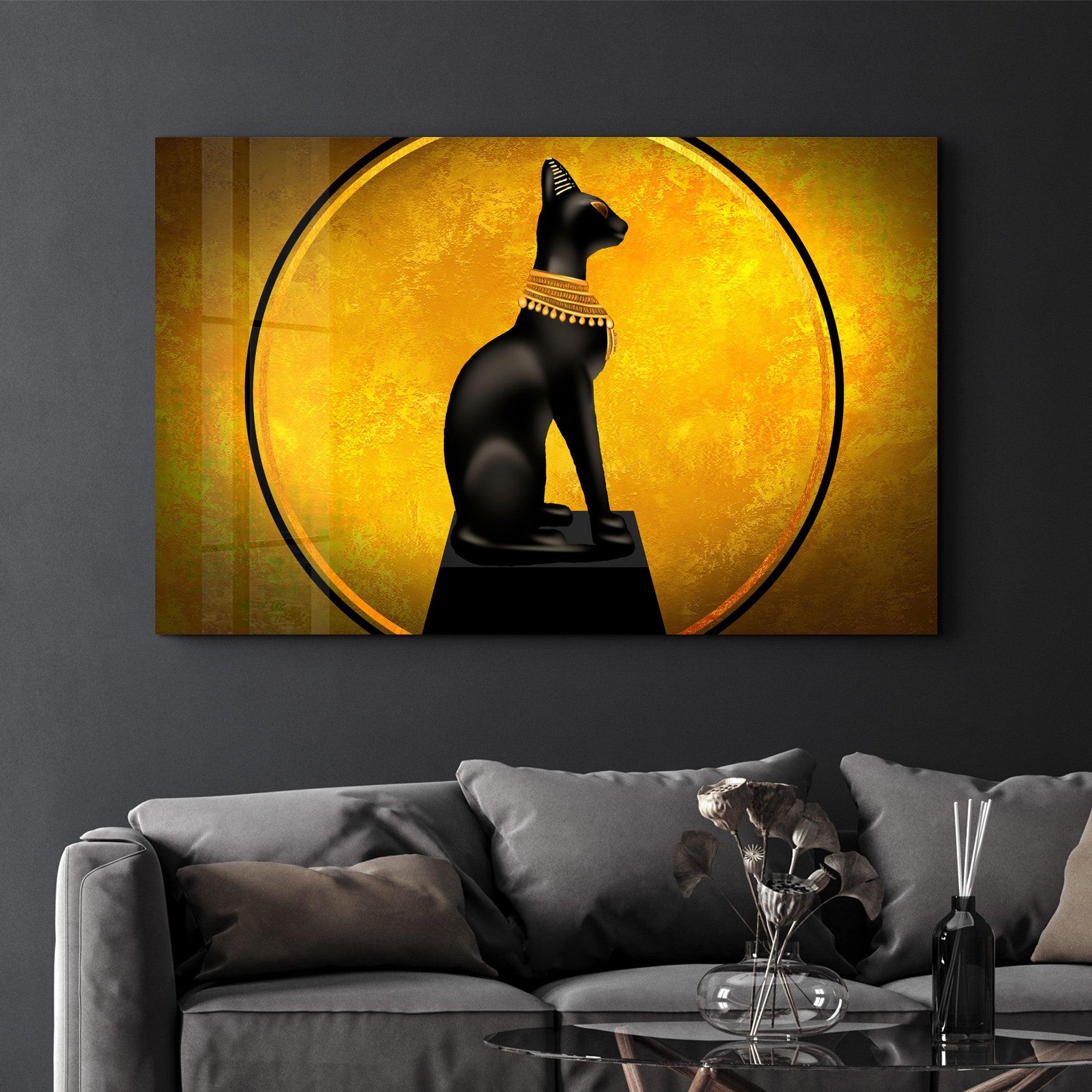 An Egyptian Cat | Glass Wall Art - Artdesigna