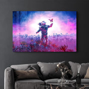 Astronaut With Butterfly | Glass Wall Art - Artdesigna