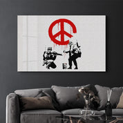 Banksy - Anti-War | Glass Wall Art - Artdesigna