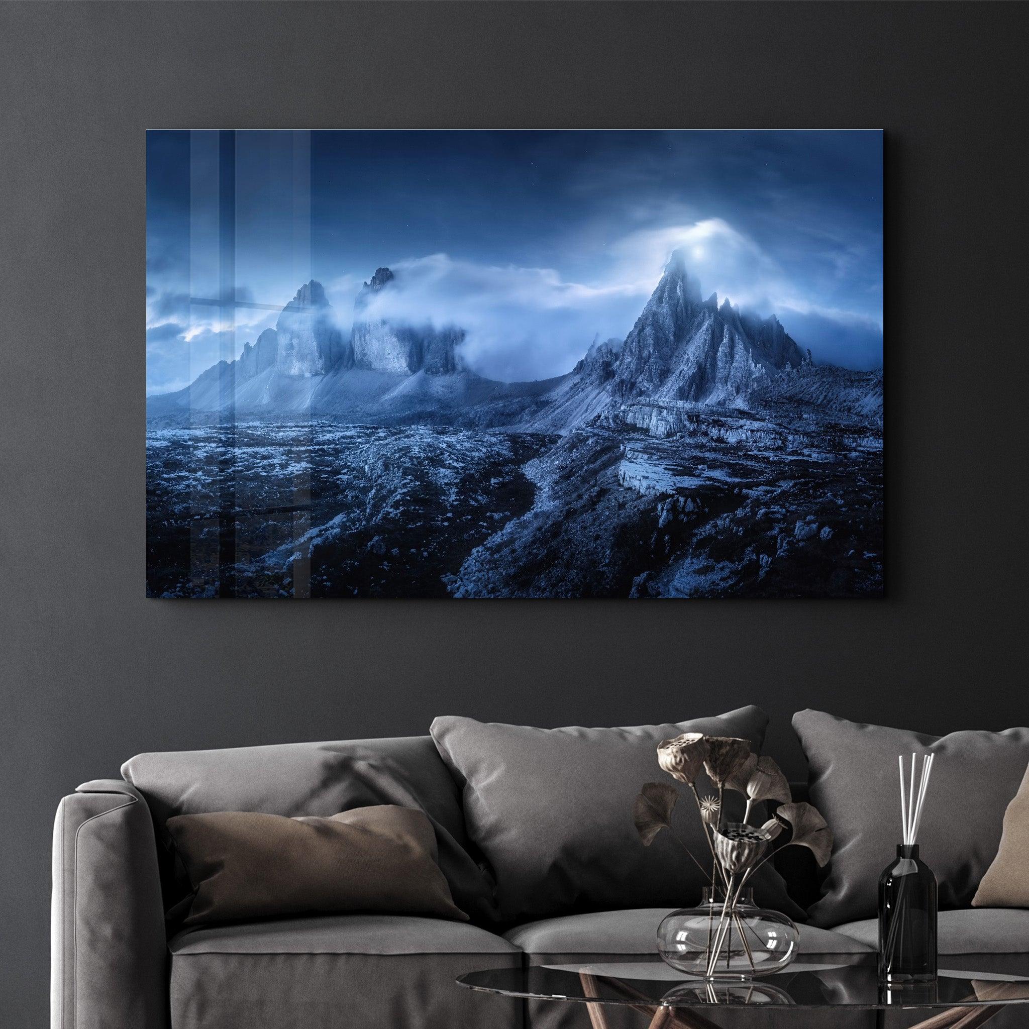 Foggy Mountains | GLASS WALL ART - Artdesigna