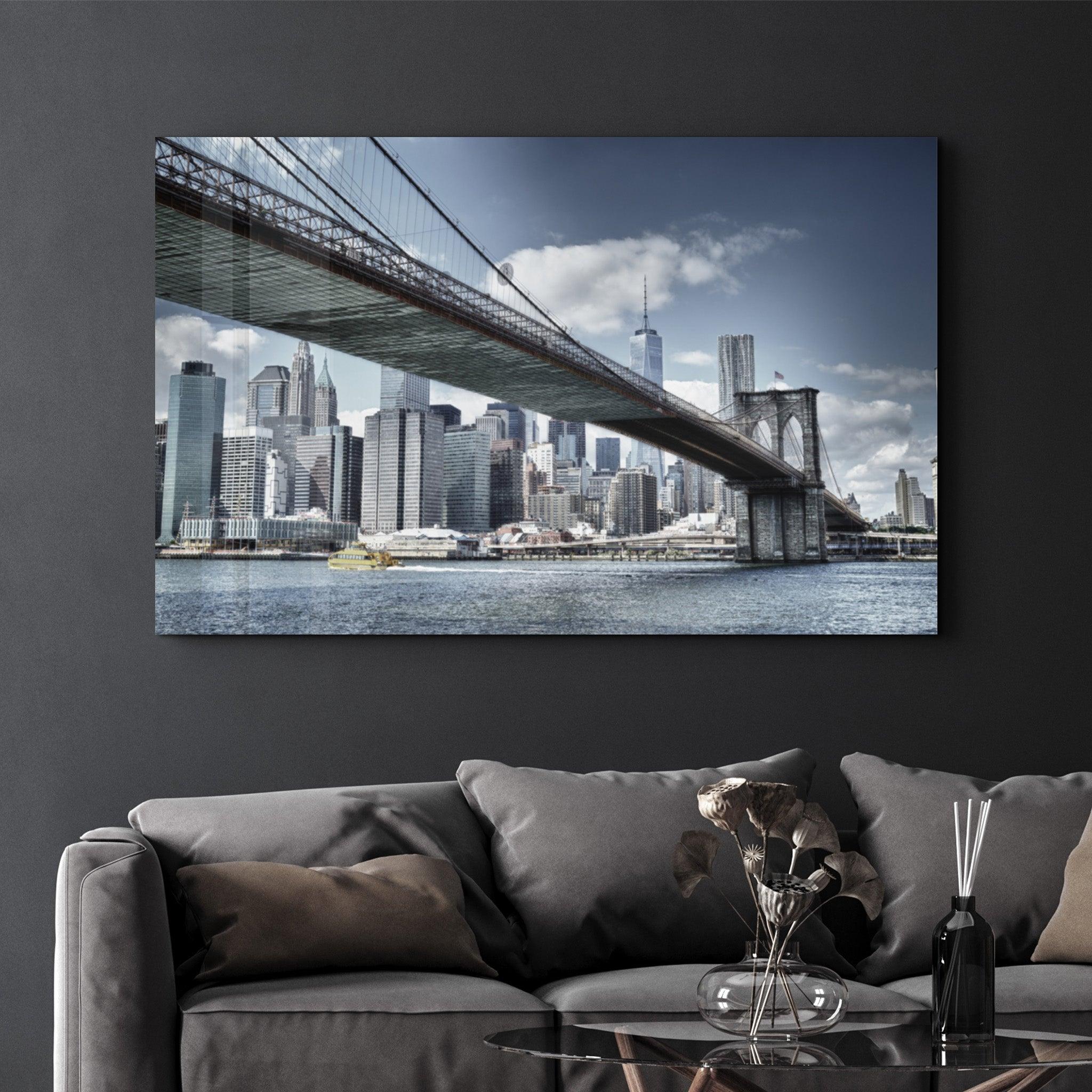 Brooklyn Bridge | Glass Wall Art - Artdesigna