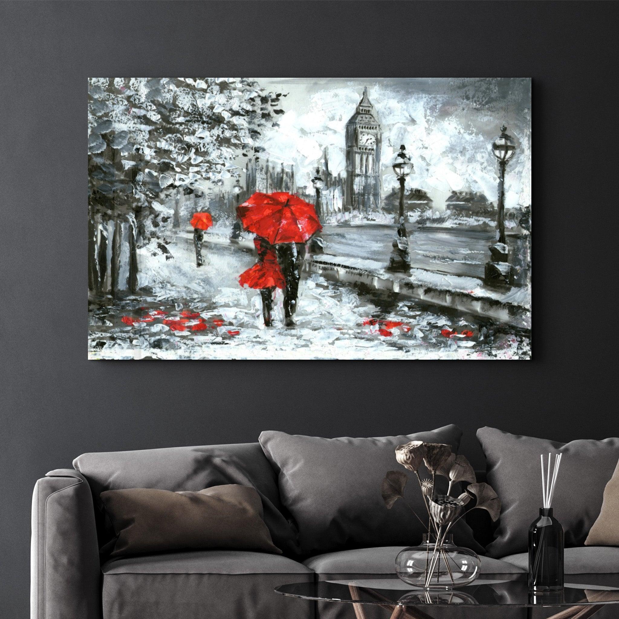 Rainy Day in London | Glass Wall Art - Artdesigna