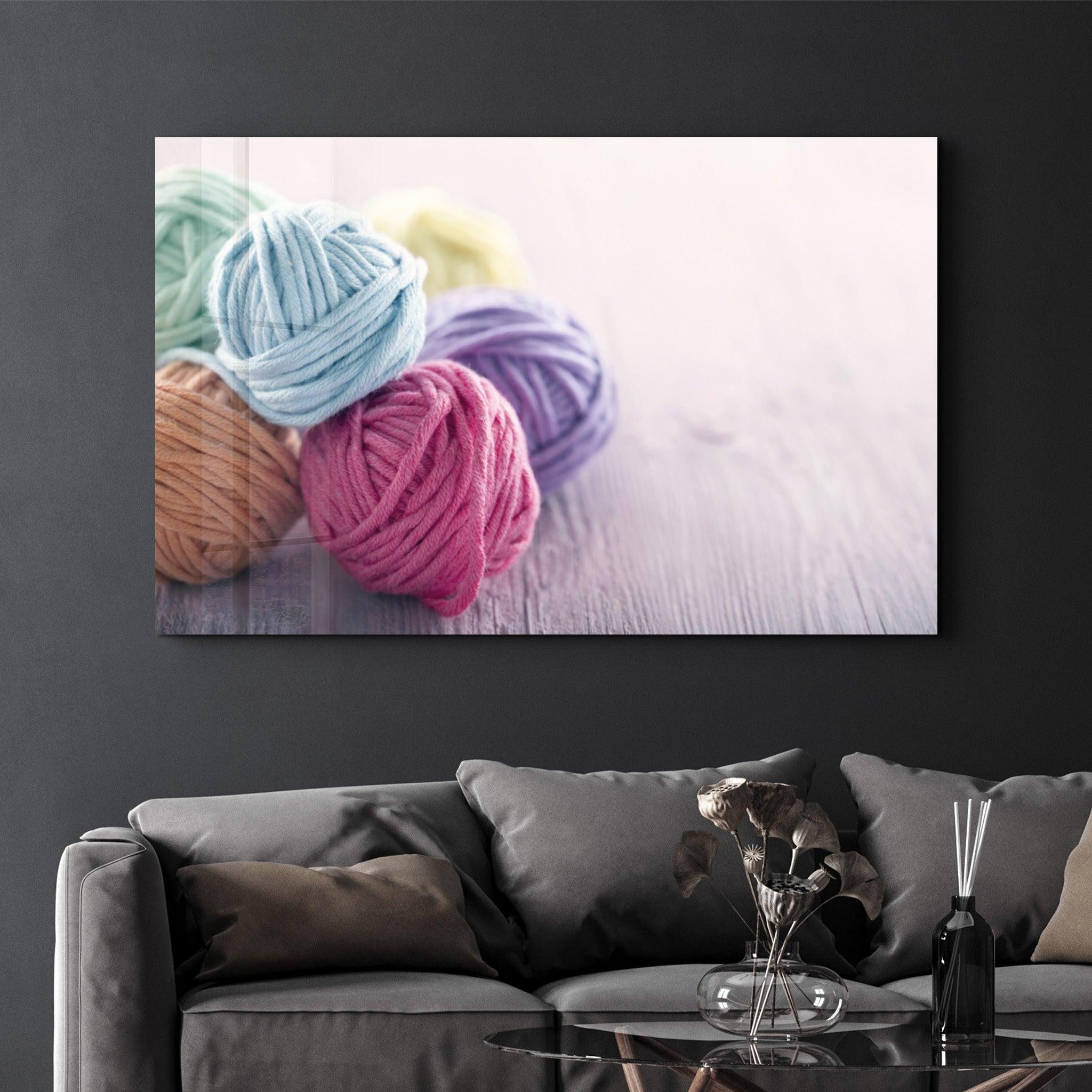 Yarn Balls | Glass Wall Art - Artdesigna