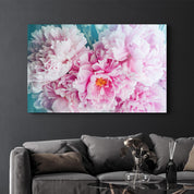 Blushing Peonies | Glass Wall Art - Artdesigna