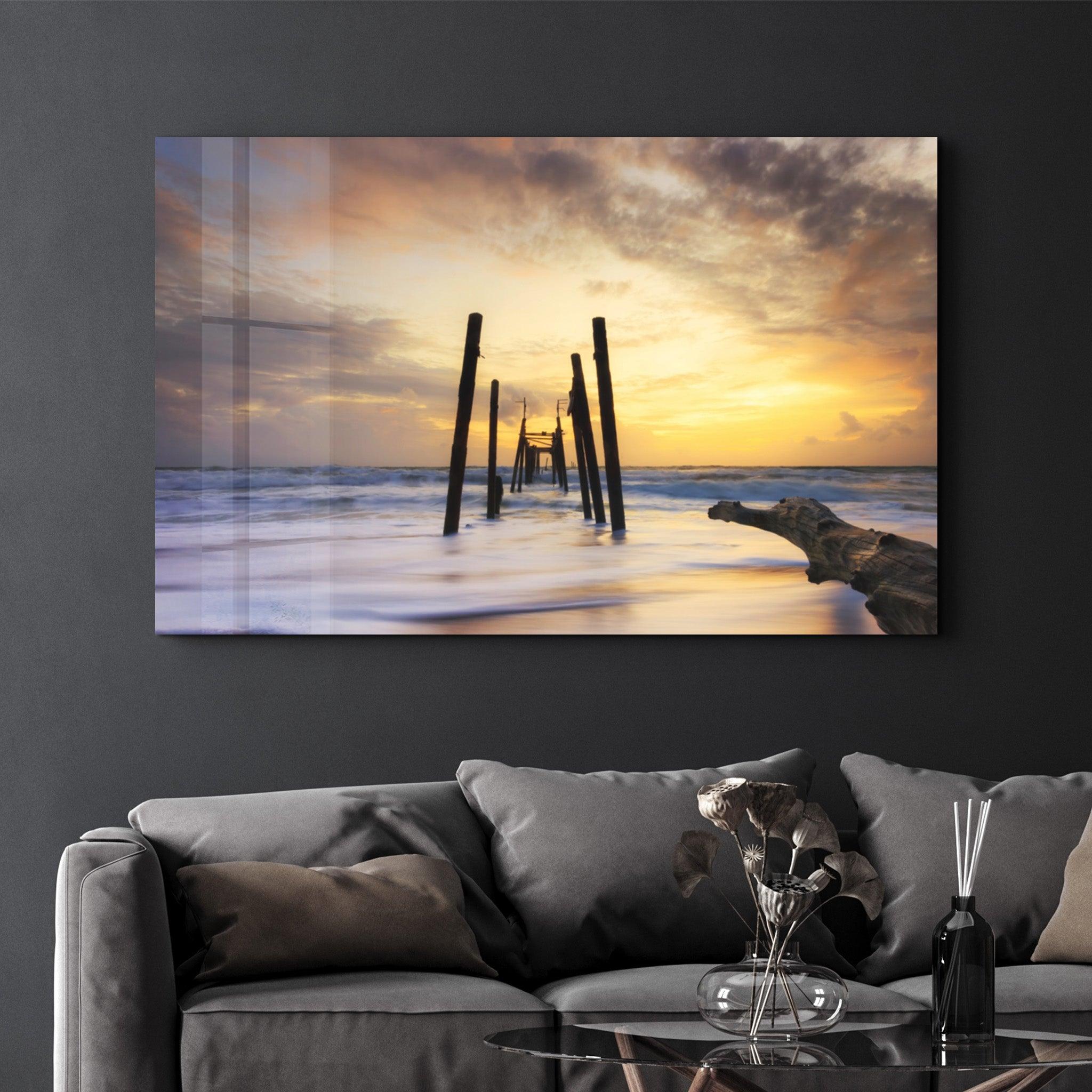 Dilapidated Dock | Glass Wall Art - Artdesigna