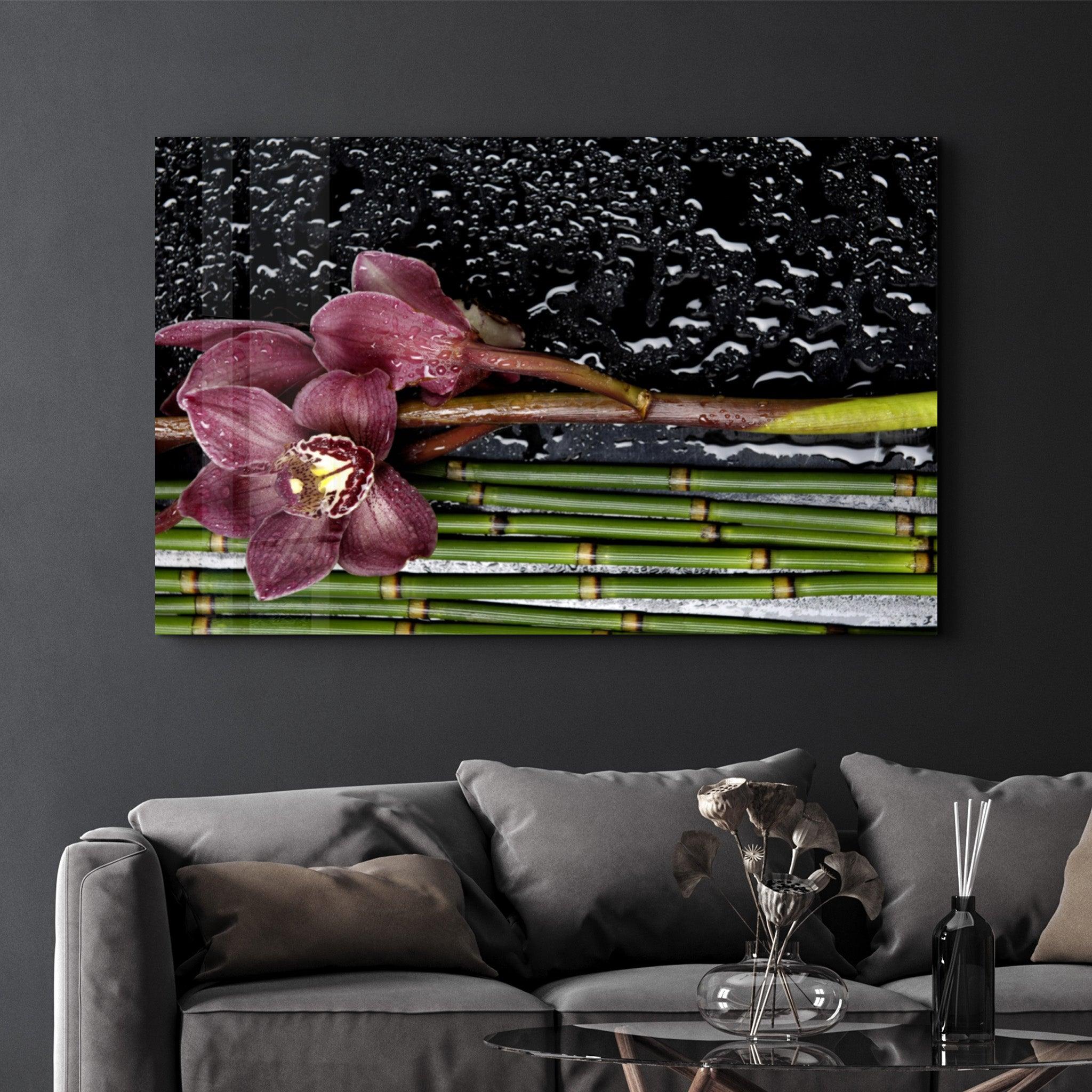 Wet Orchid | Glass Wall Art - Artdesigna