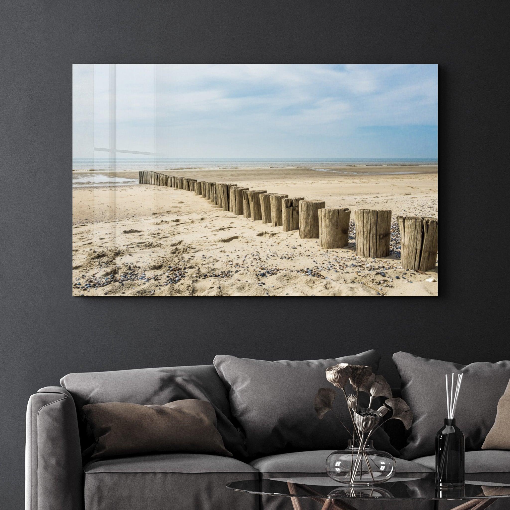 Silent Beach | Glass Wall Art - Artdesigna