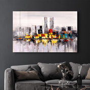 Abstract City | Glass Wall Art - Artdesigna