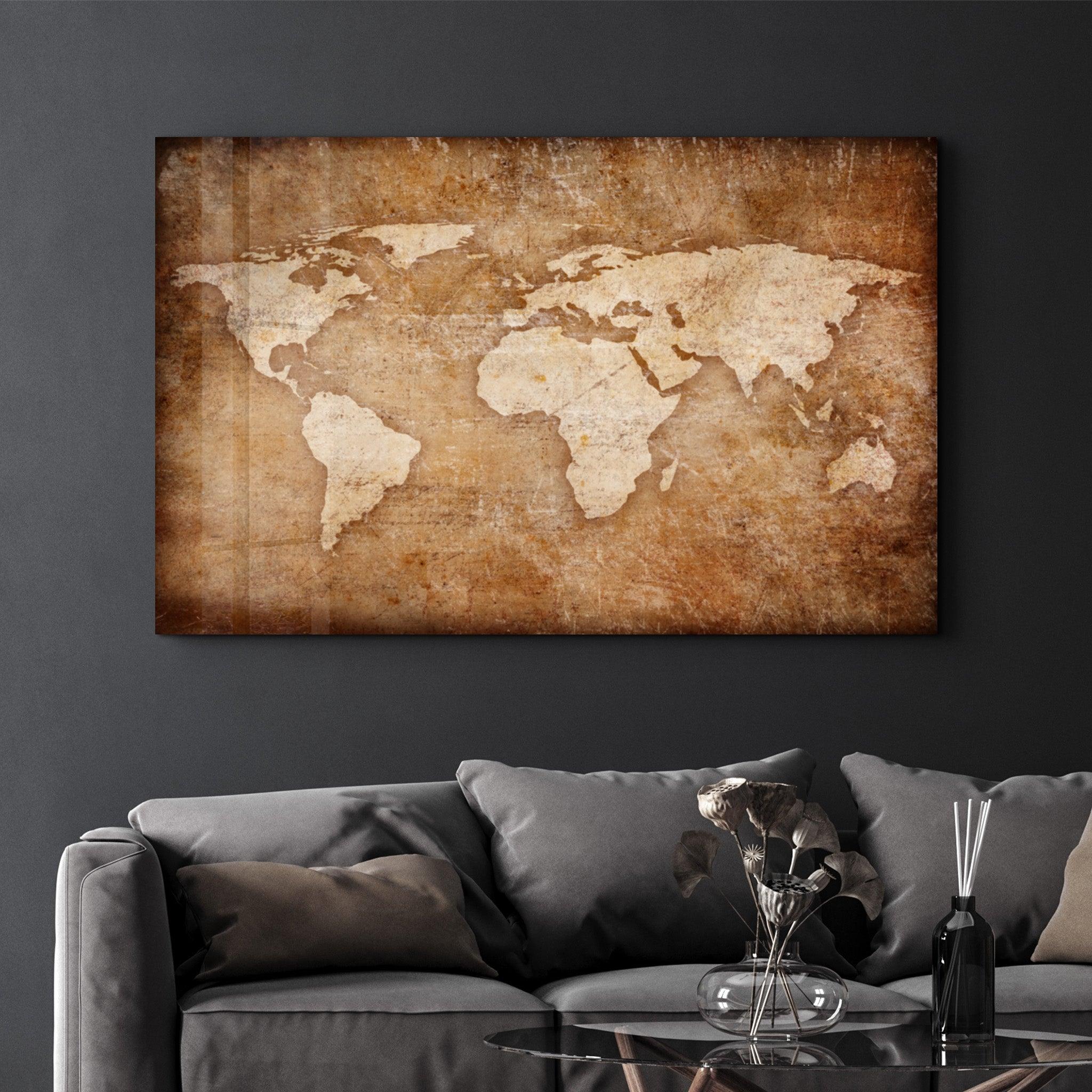 World Map Classic | Glass Wall Art - Artdesigna