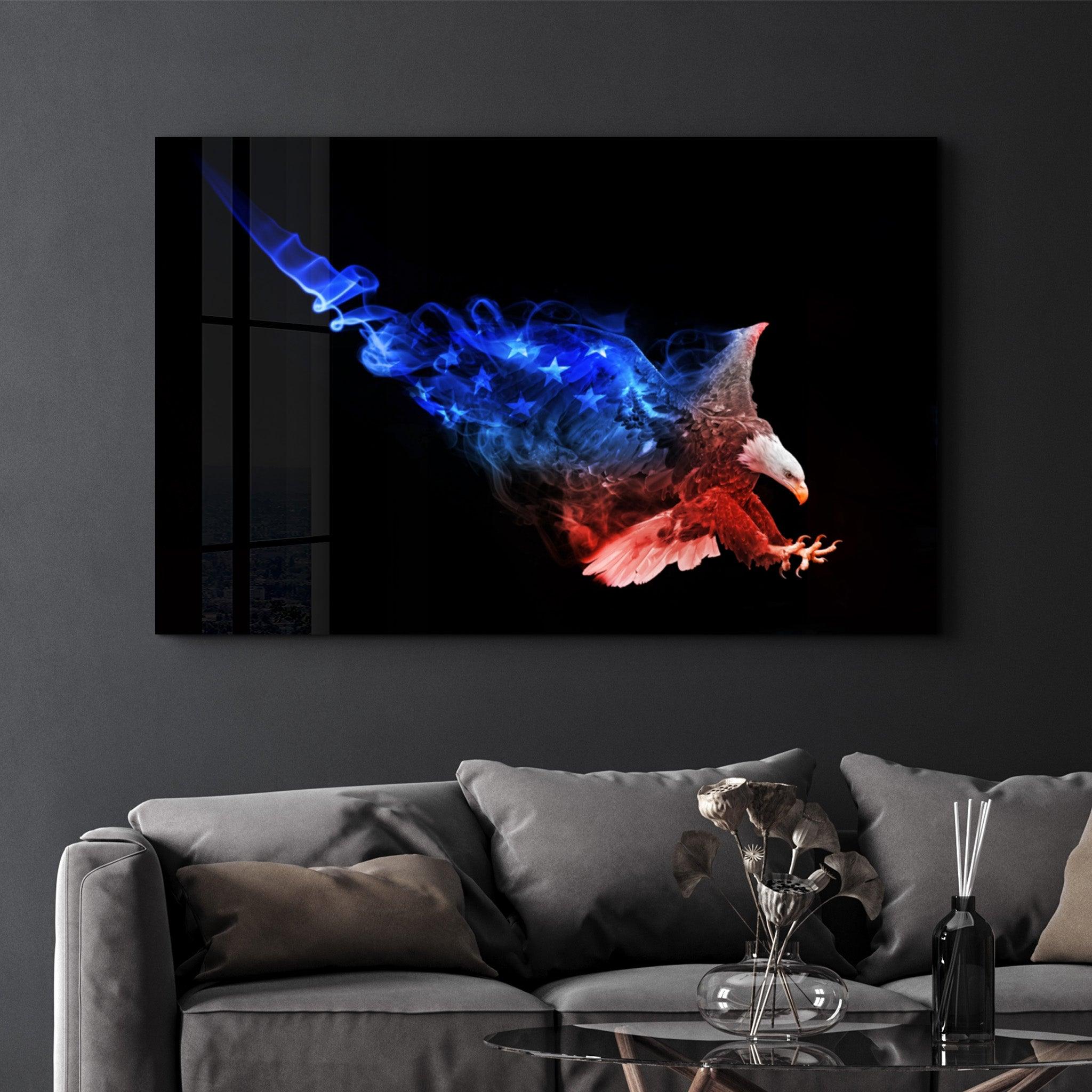 Eagle of US | Glass Wall Art - Artdesigna