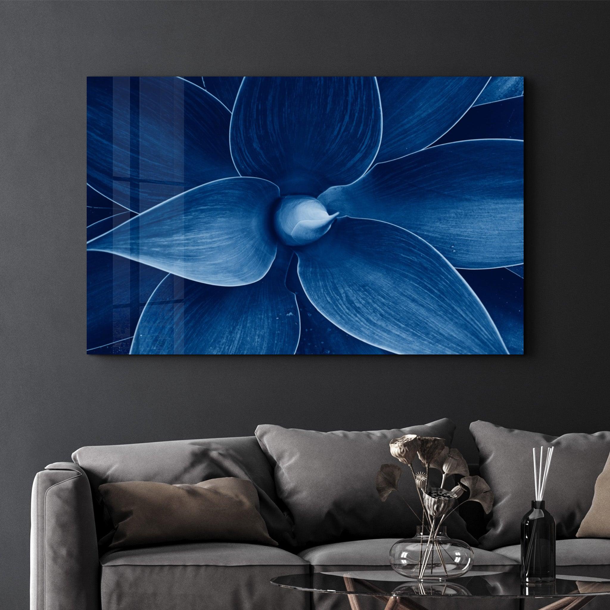 Natura Blue | Glass Wall Art - Artdesigna