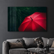 Red Umbrella | Glass Wall Art - Artdesigna