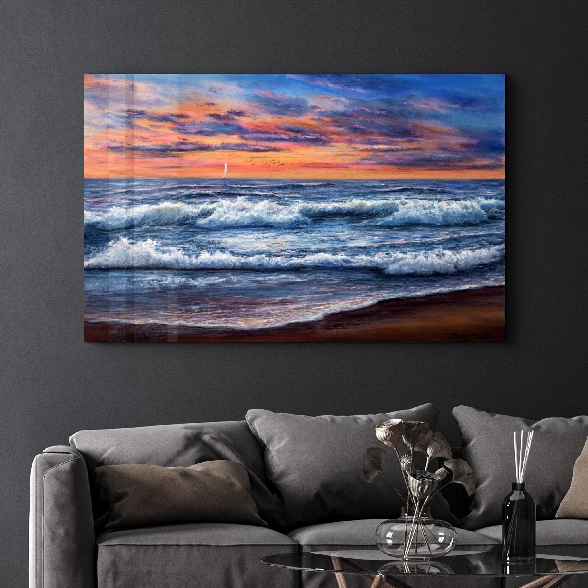 Waves | Glass Wall Art - Artdesigna