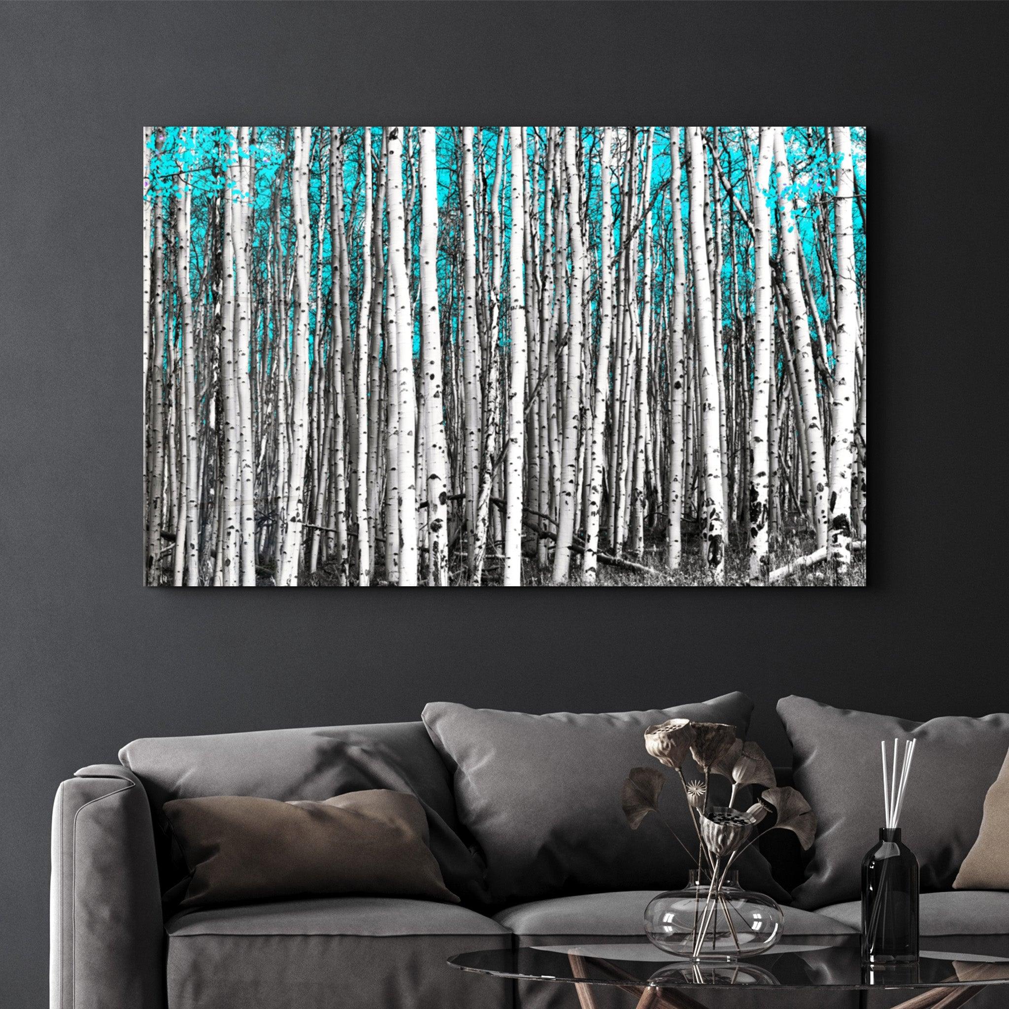 Abstract White Trees V2 | Glass Wall Art - Artdesigna