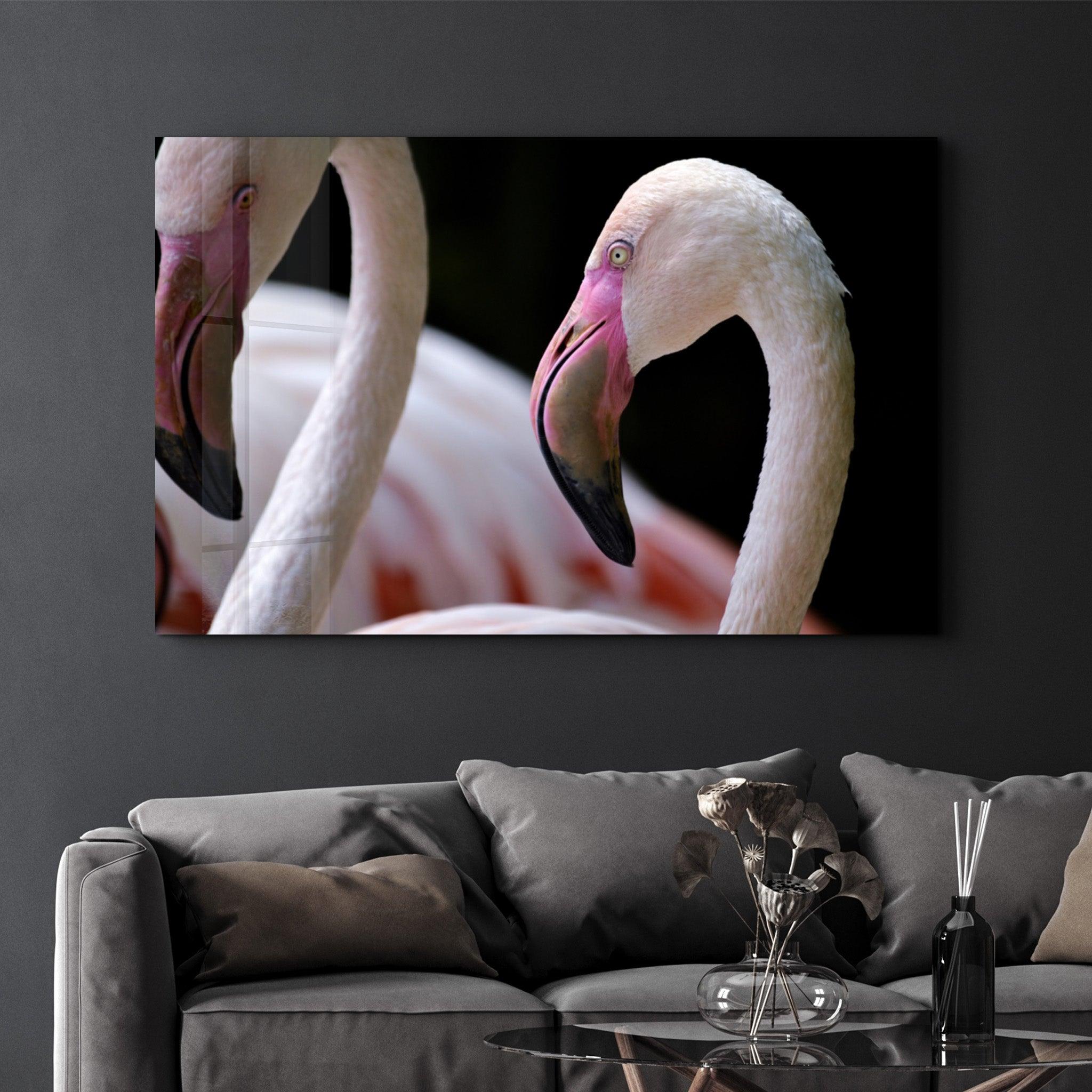 Flamingo V4 | Glass Wall Art - Artdesigna