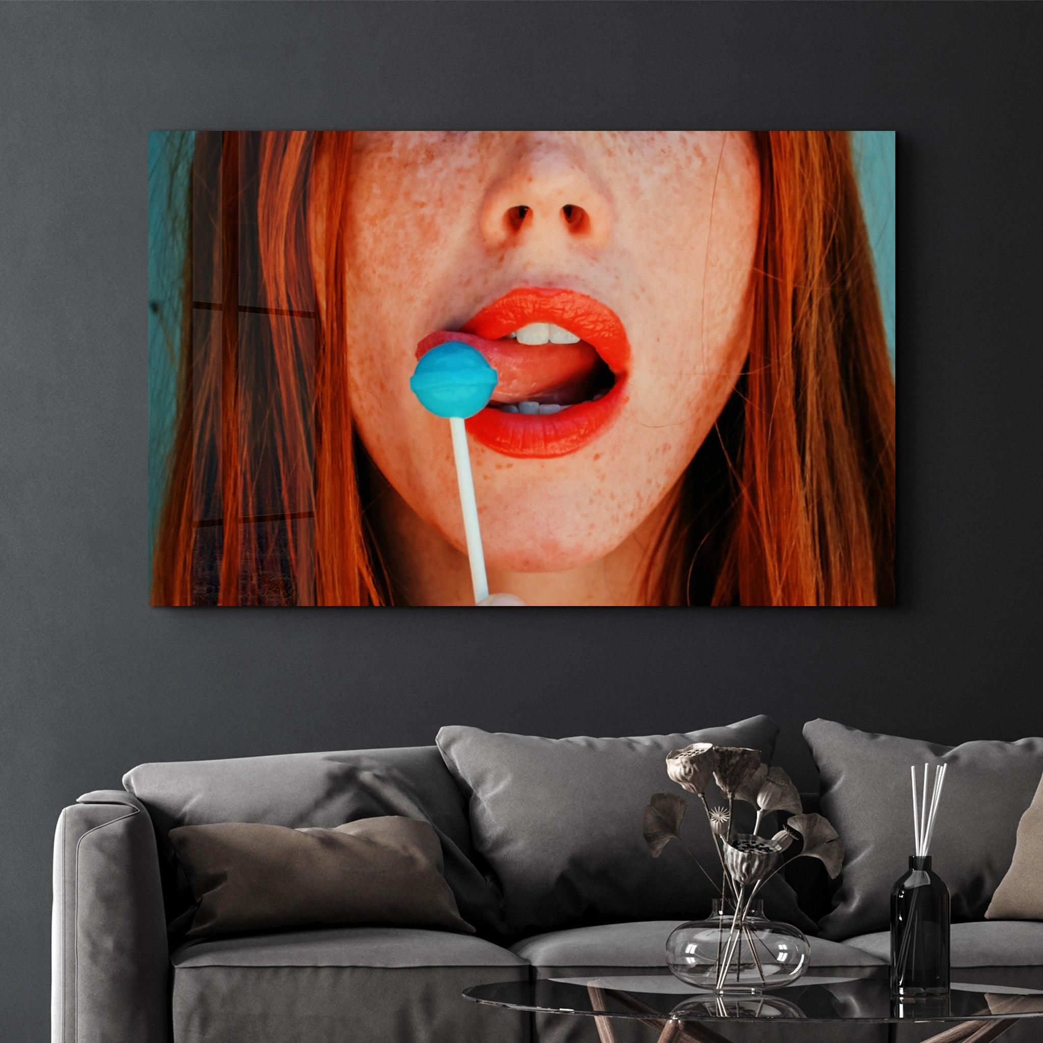 Blue Lollipop | Glass Wall Art - Artdesigna