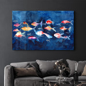 School of Fish | Glass Wall Art - Artdesigna