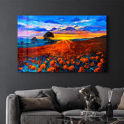 Oil Sunset | Glass Wall Art - Artdesigna