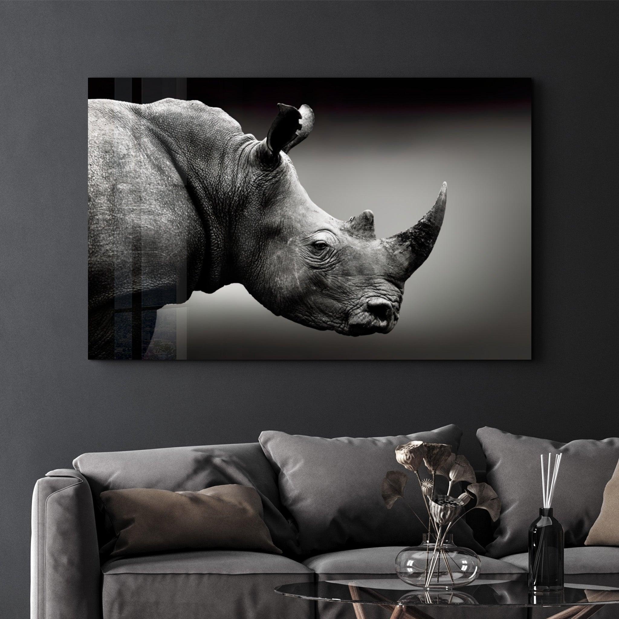 Rhino V2 | Glass Wall Art - Artdesigna