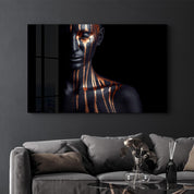 Bronze Woman | Glass Wall Art - Artdesigna