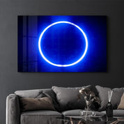 Blue Circle Light | Glass Wall Art - Artdesigna