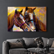 Horses in Love | Glass Wall Art - Artdesigna