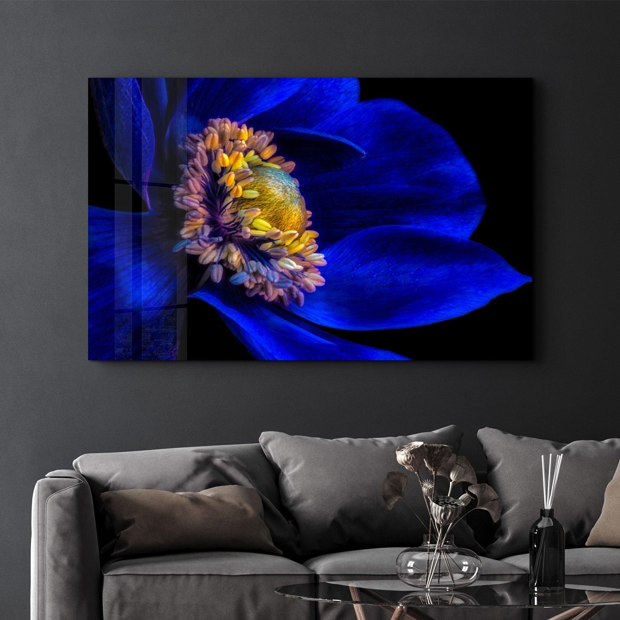 Blue Flower2 | Glass Wall Art - Artdesigna