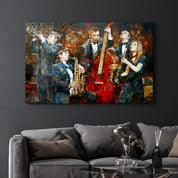 Oil Painting Jazz | Glass Wall Art - Artdesigna