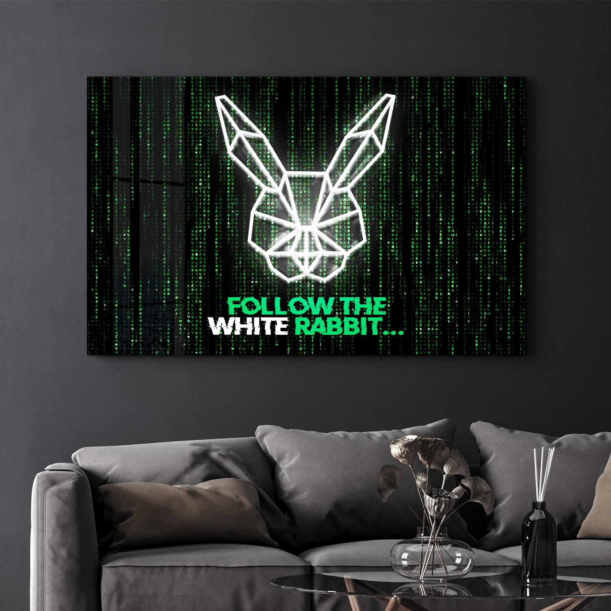 Follow the Rabbit | Glass Wall Art - Artdesigna