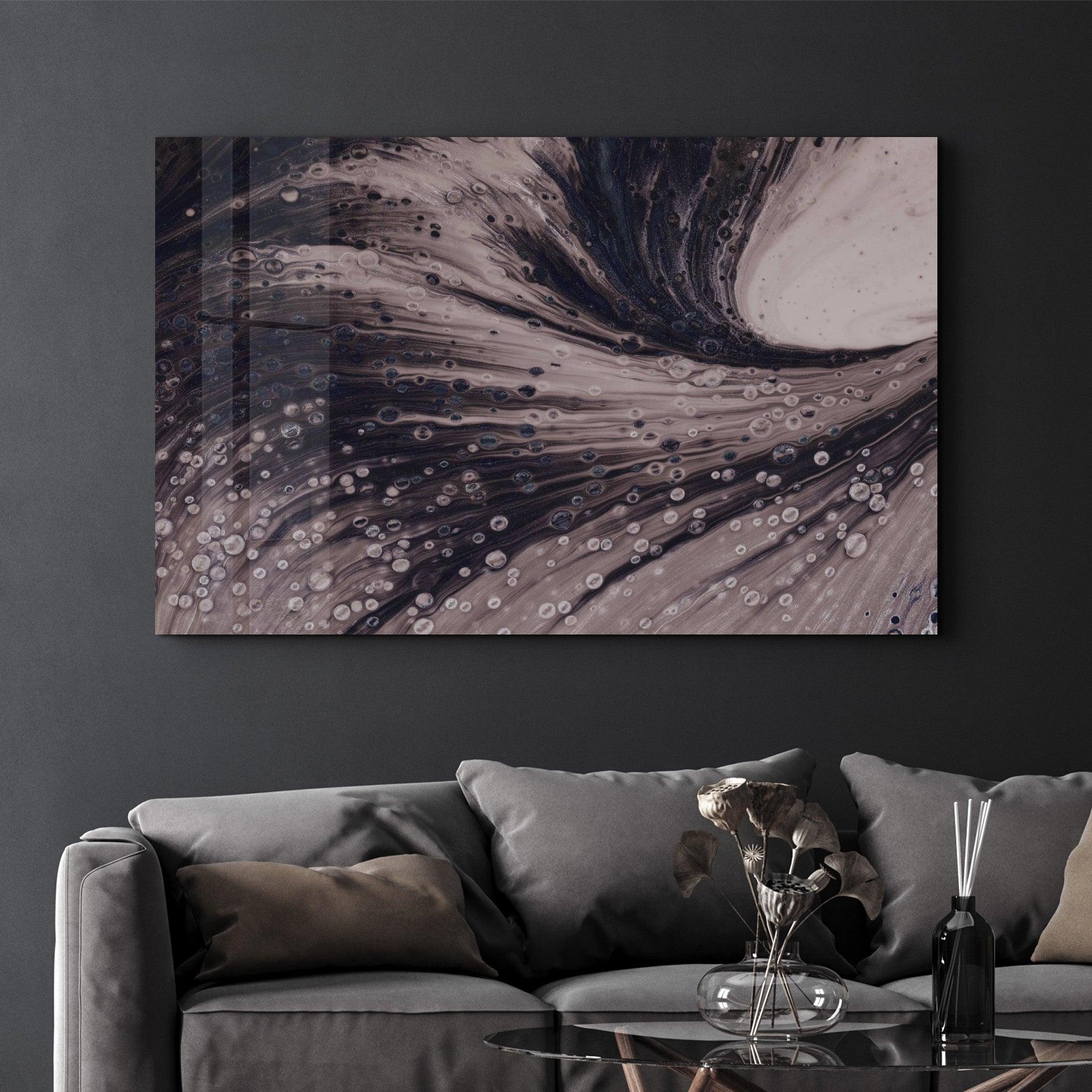 Dusty Drops Gray | Designer's Collection Glass Wall Art - Artdesigna