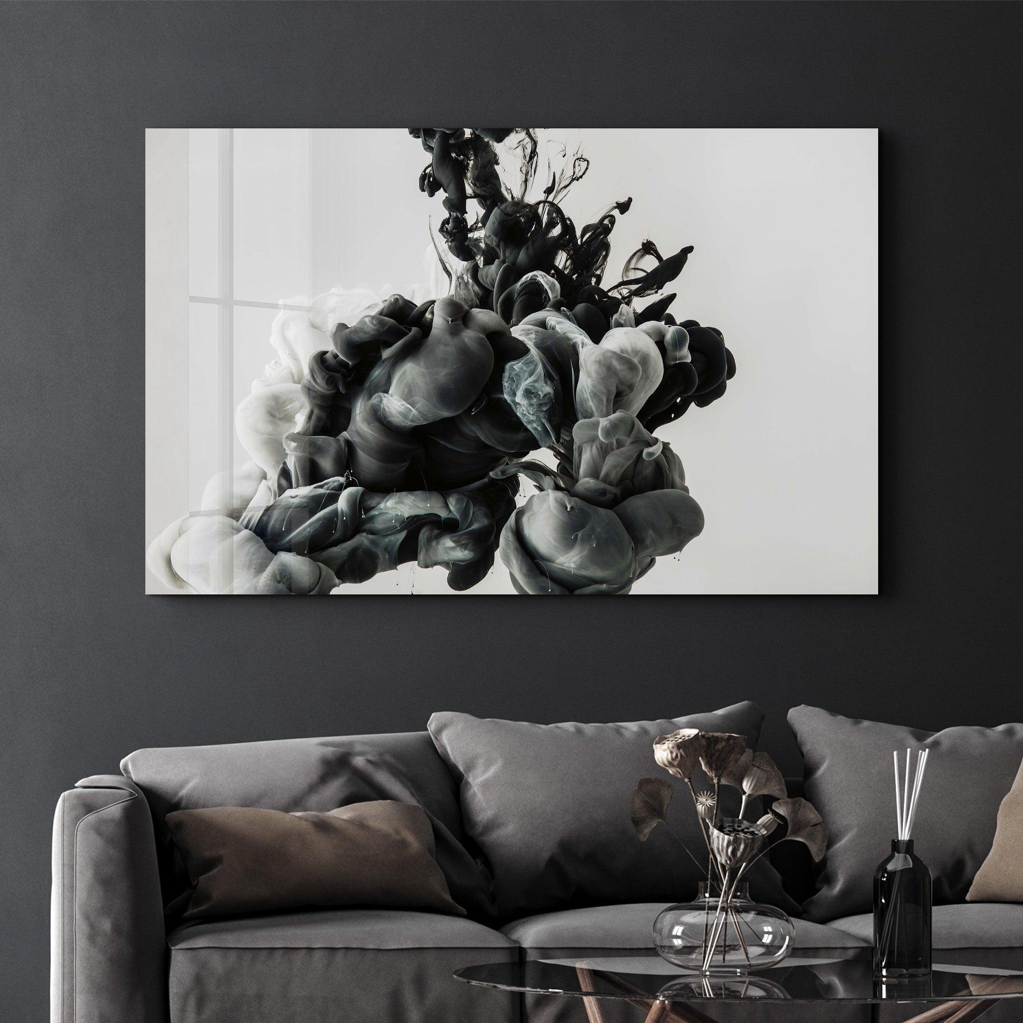 Black Smoke | Glass Wall Art - Artdesigna