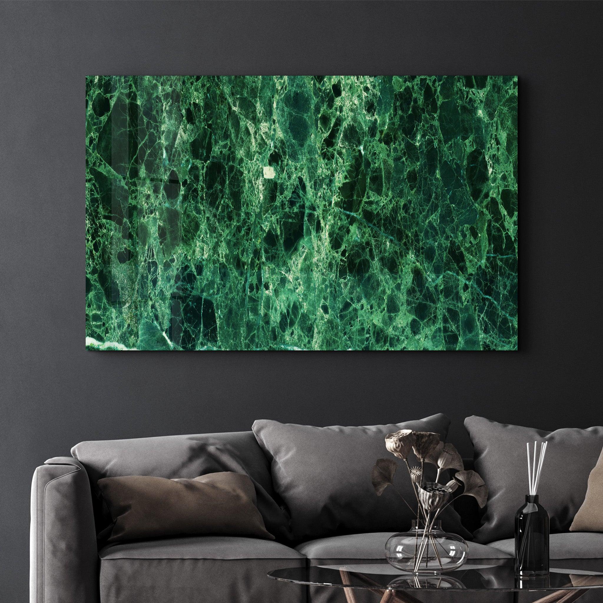 Green Marble | Glass Wall Art - Artdesigna